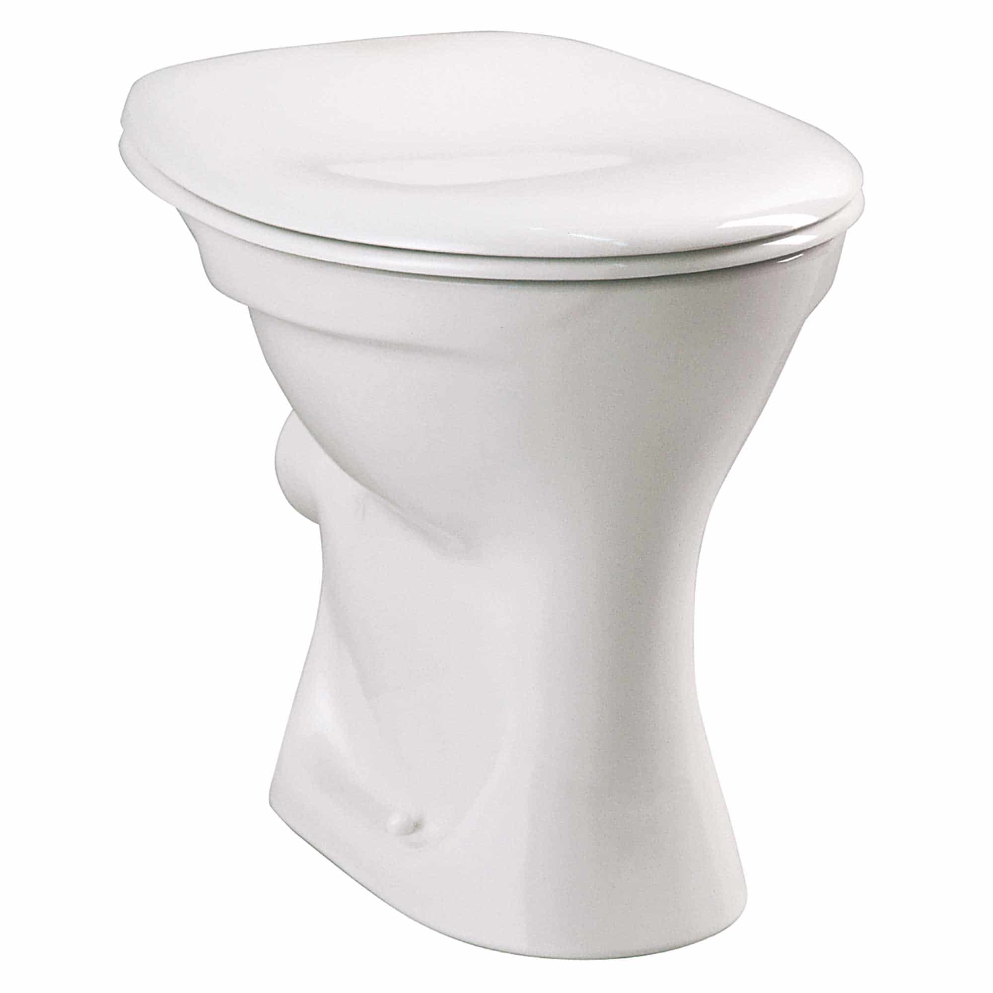 Flachspül-WC Base bodenstehend weiß ohne WC Sitz, Abgang waagerecht
