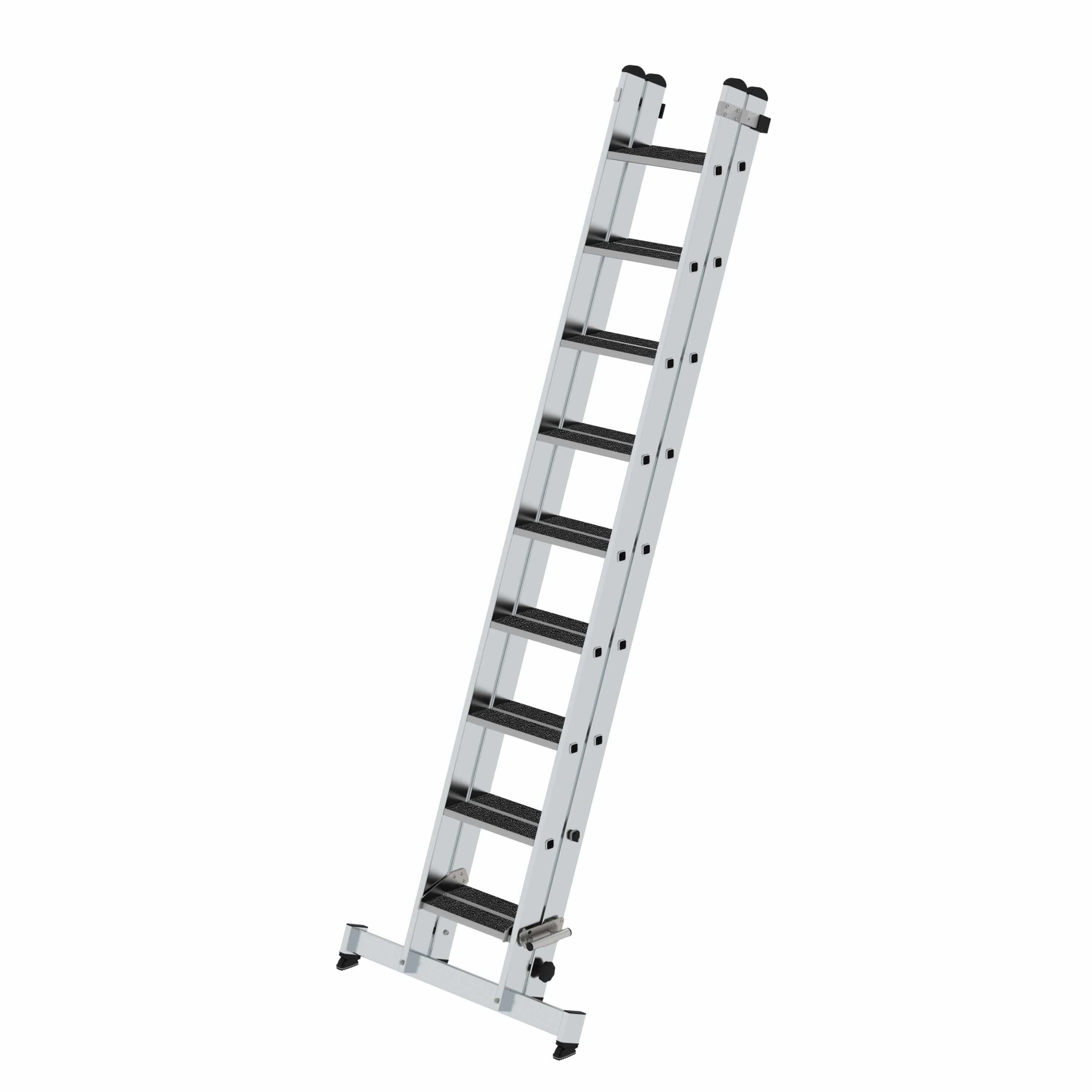Munk Stufen-Schiebeleiter 2-teilig mit nivello-Traverse und clip-step R13 2x9