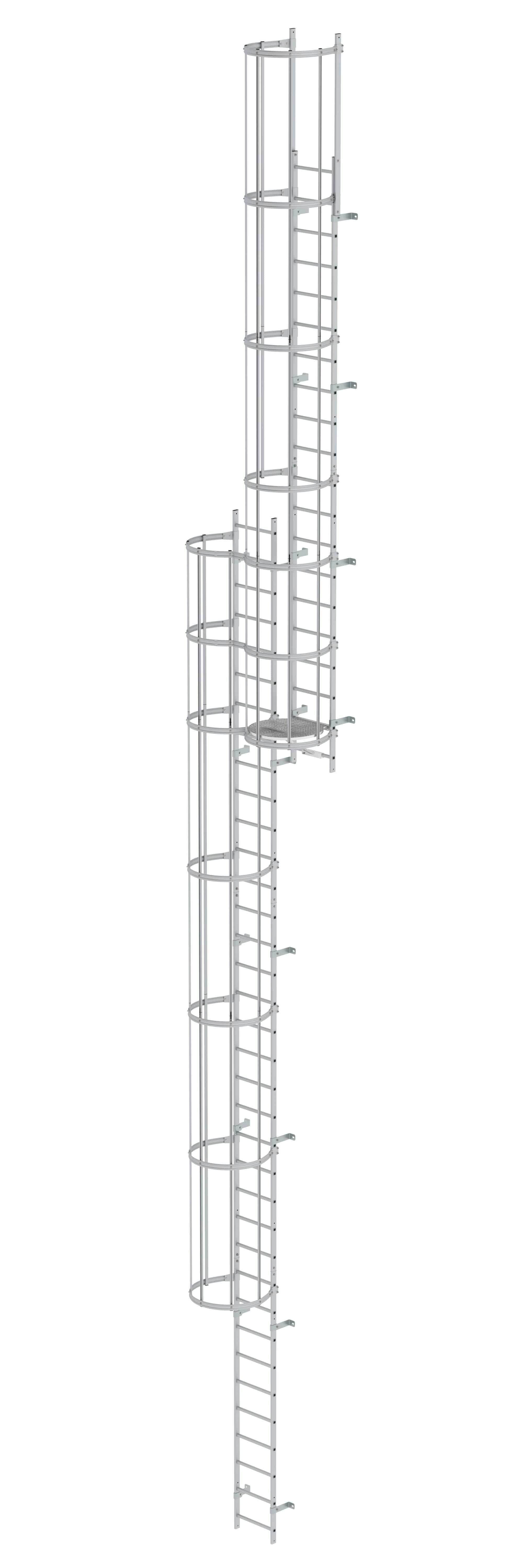 Munk Mehrzügige Steigleiter mit Rückenschutz (Bau) Aluminium eloxiert 14,64m