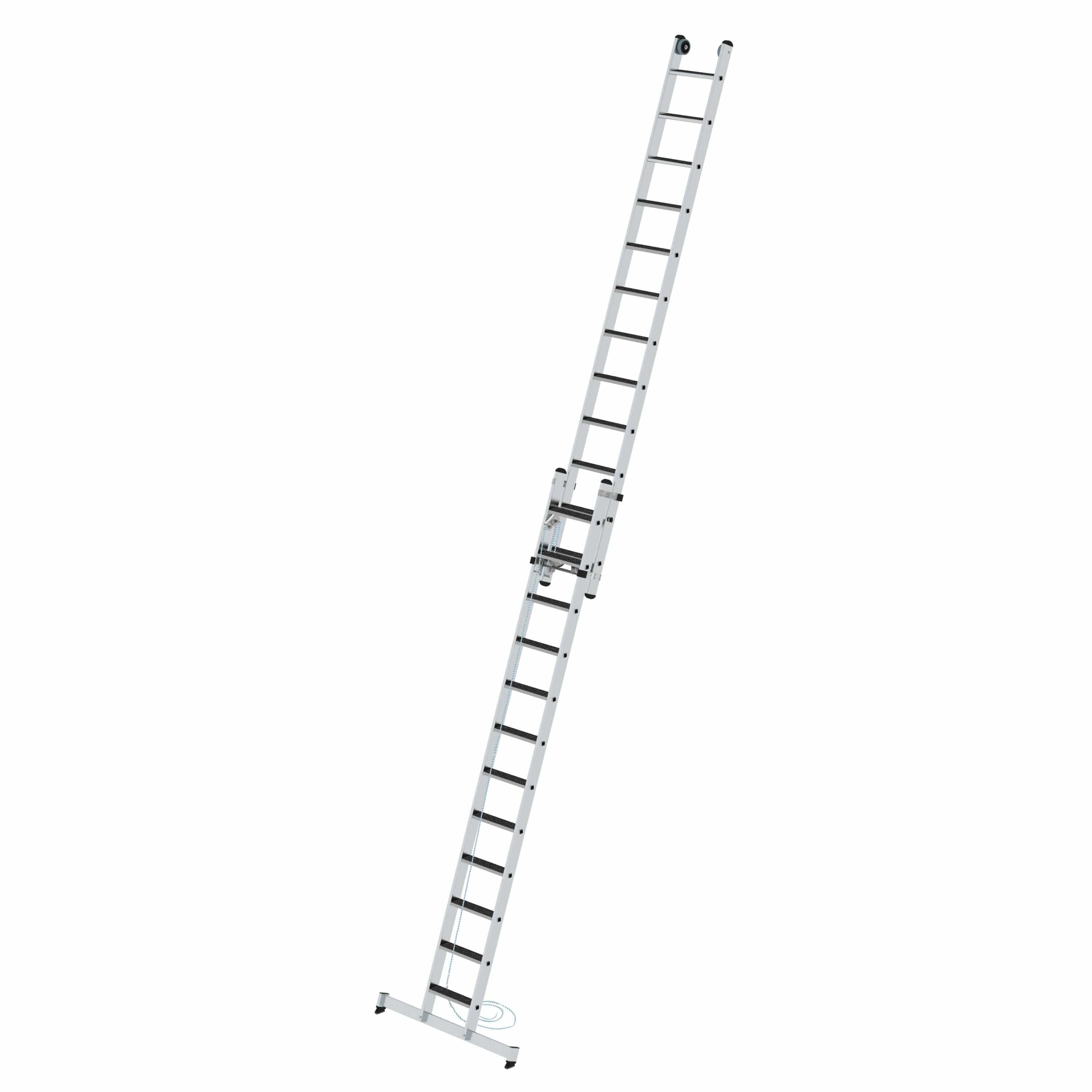 Munk Stufen-Seilzugleiter 2-teilig mit nivello® Traverse und clip-step R13 2x12 Stufen