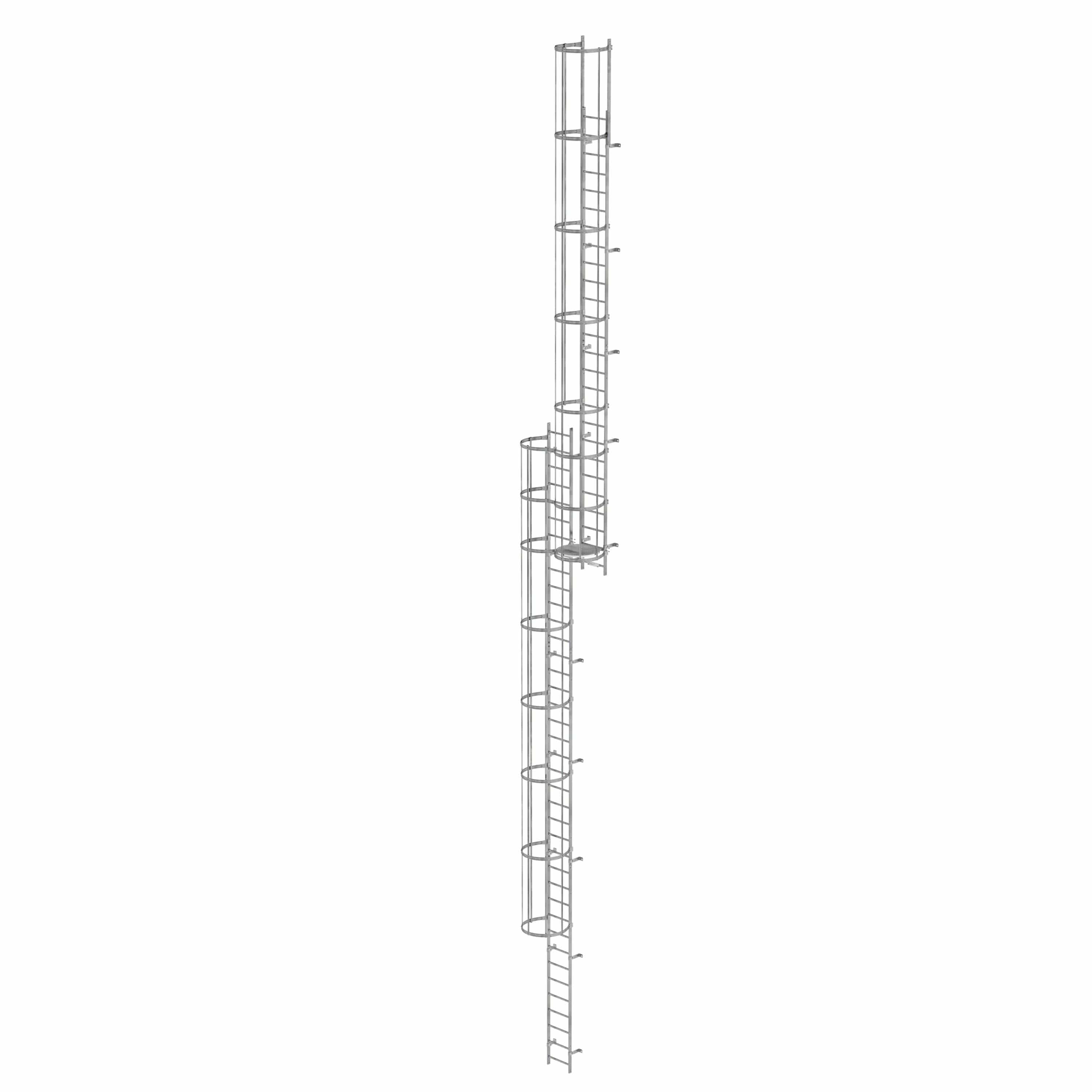 Munk Mehrzügige Steigleiter mit Rückenschutz (Bau) Stahl verzinkt 17,16m