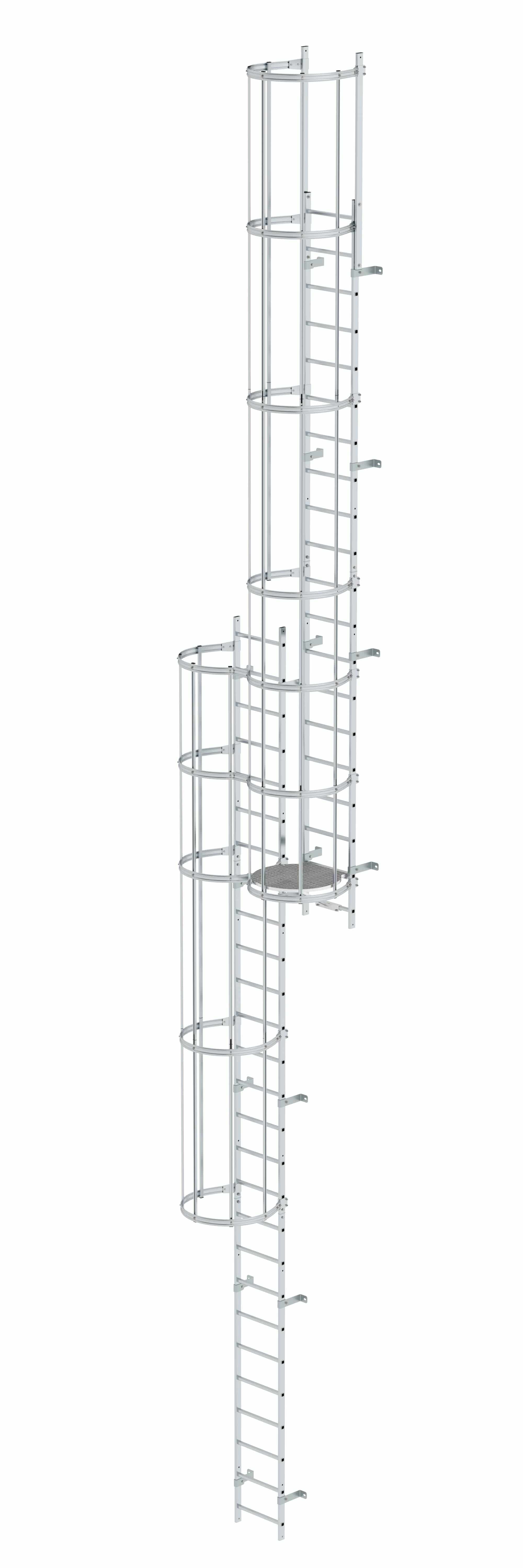 Munk Mehrzügige Steigleiter mit Rückenschutz (Notleiter) Aluminium blank 12,12m