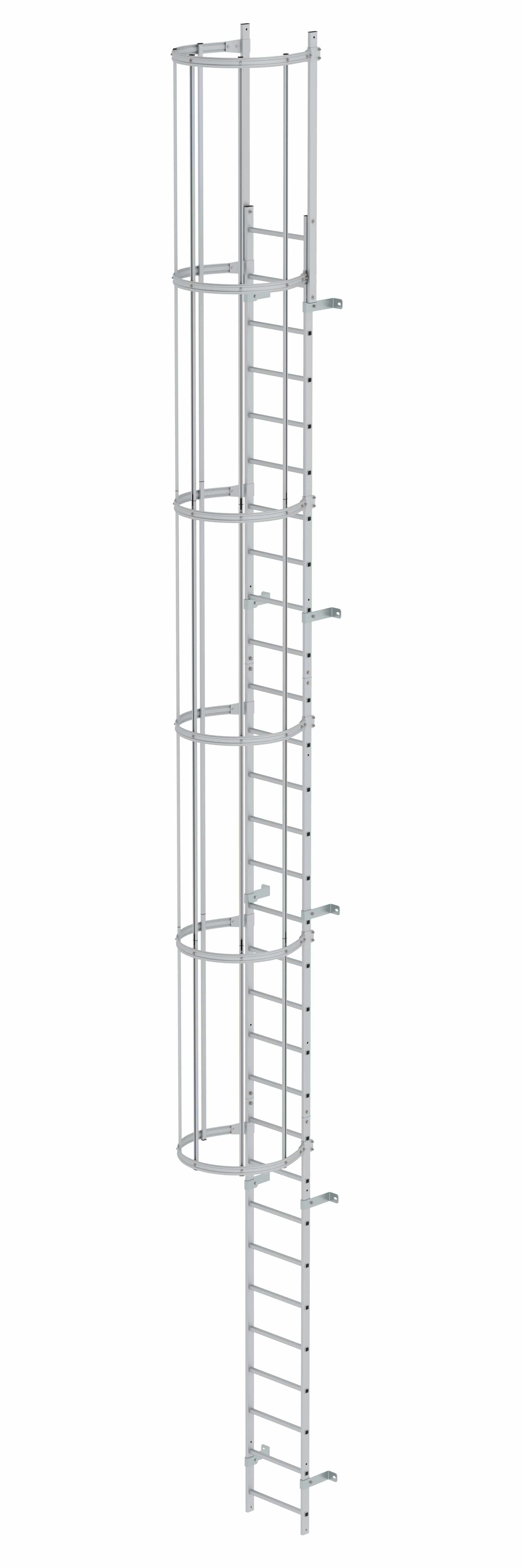 Munk Einzügige Steigleiter mit Rückenschutz Aluminium eloxiert 9,60m