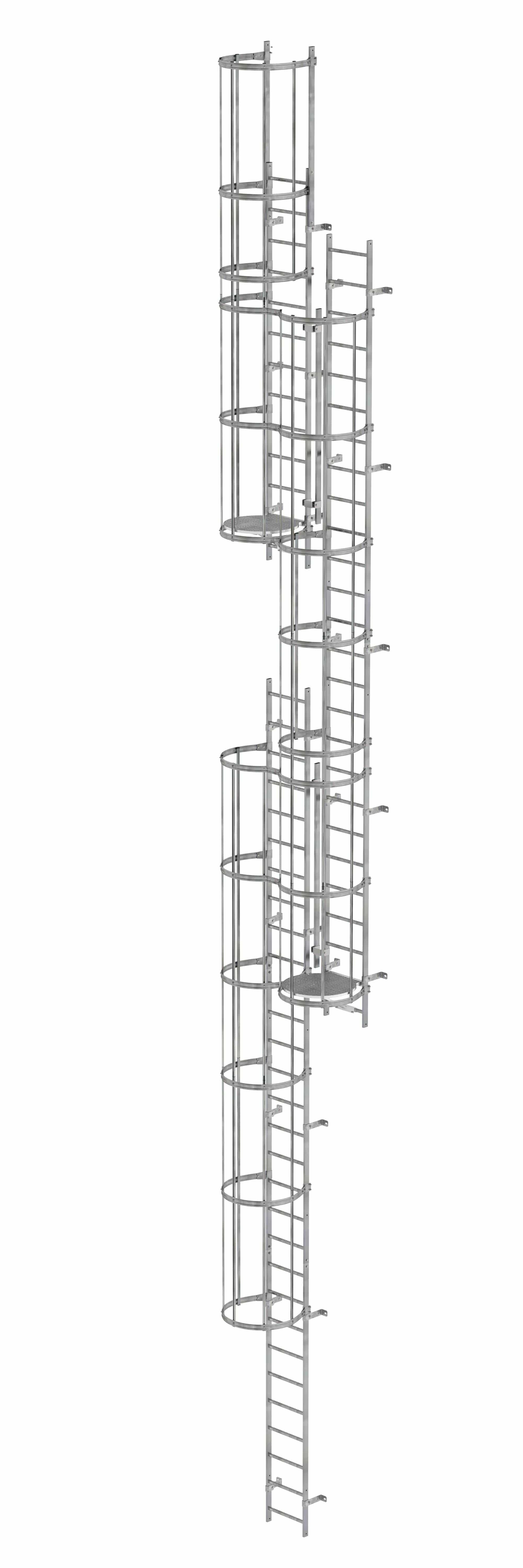 Munk Mehrzügige Steigleiter mit Rückenschutz (Maschinen) Stahl verzinkt 14,36m
