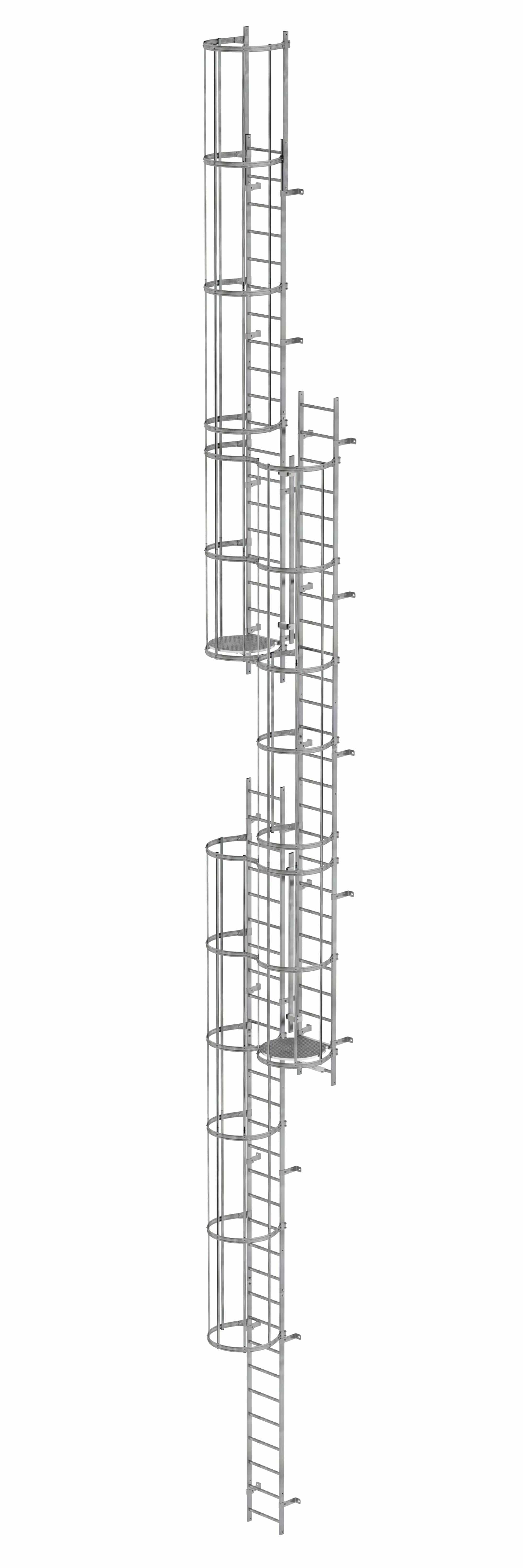 Munk Mehrzügige Steigleiter mit Rückenschutz (Maschinen) Stahl verzinkt 16,32m