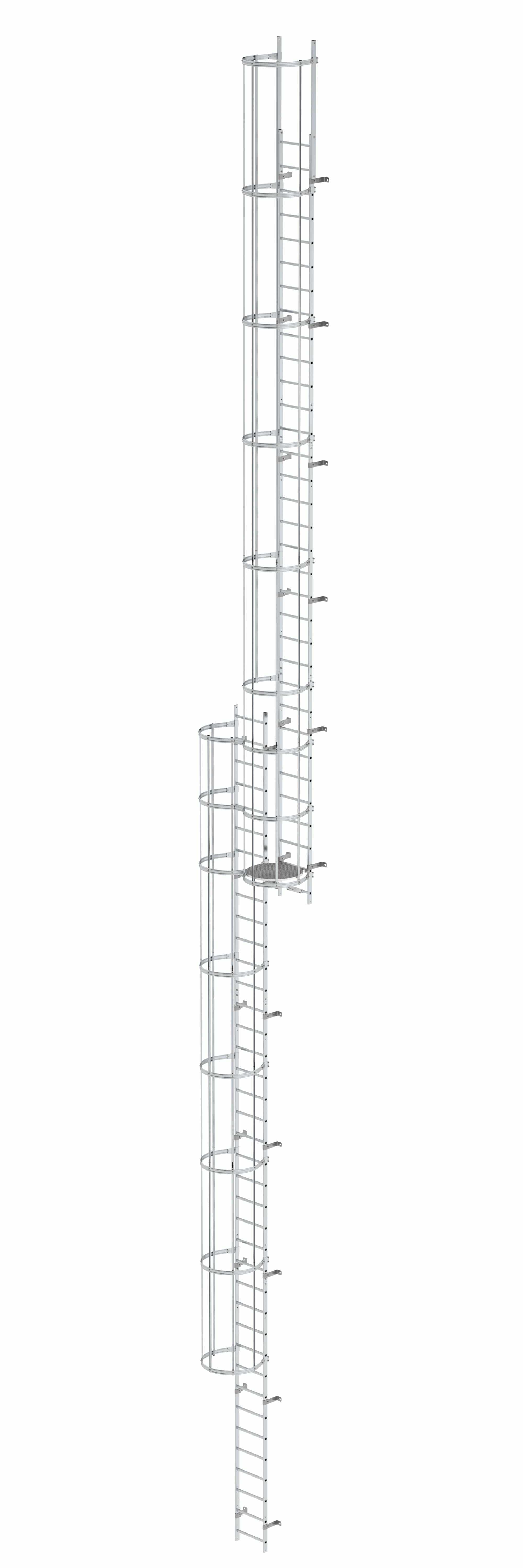 Munk Mehrzügige Steigleiter mit Rückenschutz (Bau) Aluminium blank 19,12m
