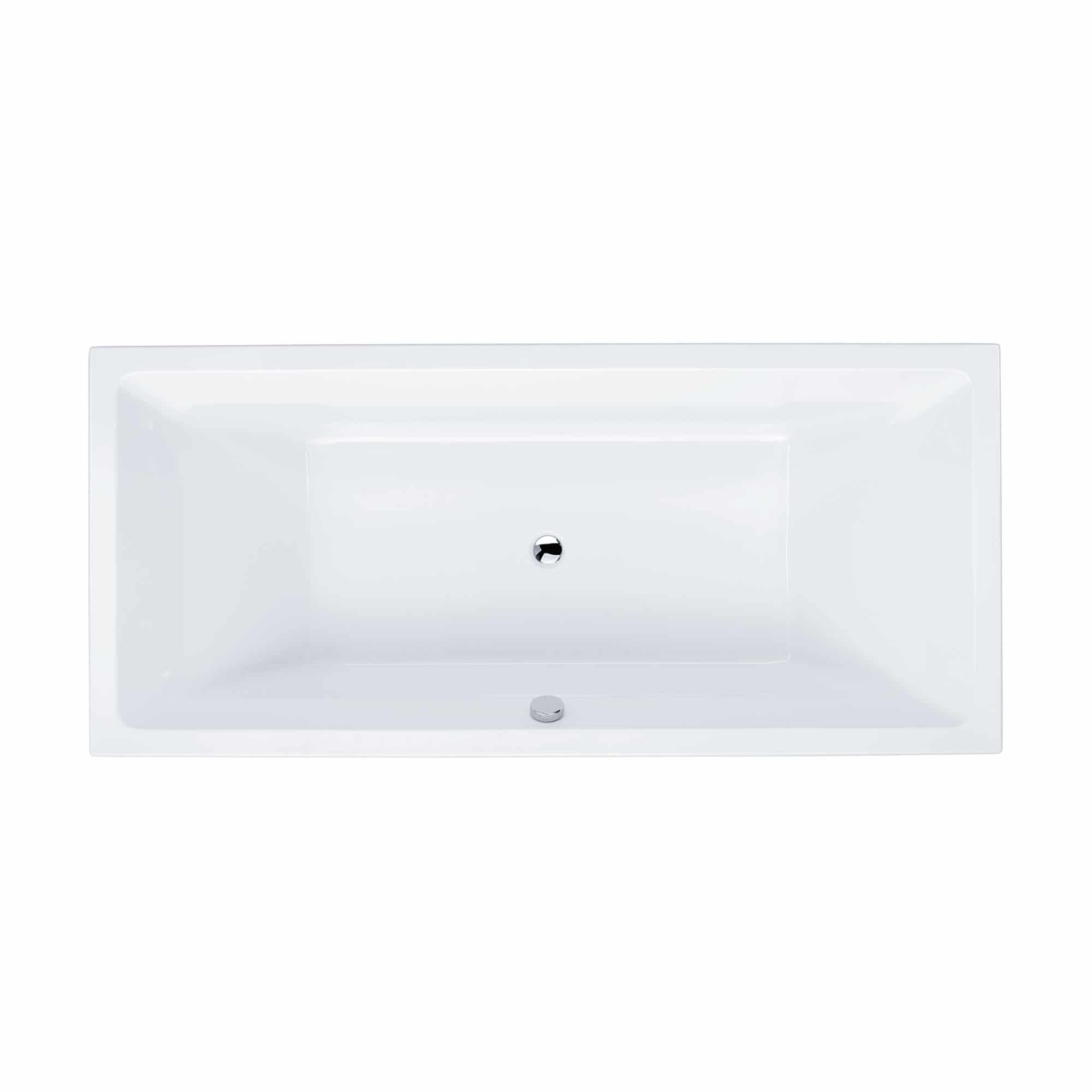 LUXOR Acryl-Rechteck-Badewanne Duo 200 cm x 90 cm x 45 cm weiß, Ablauf mittig