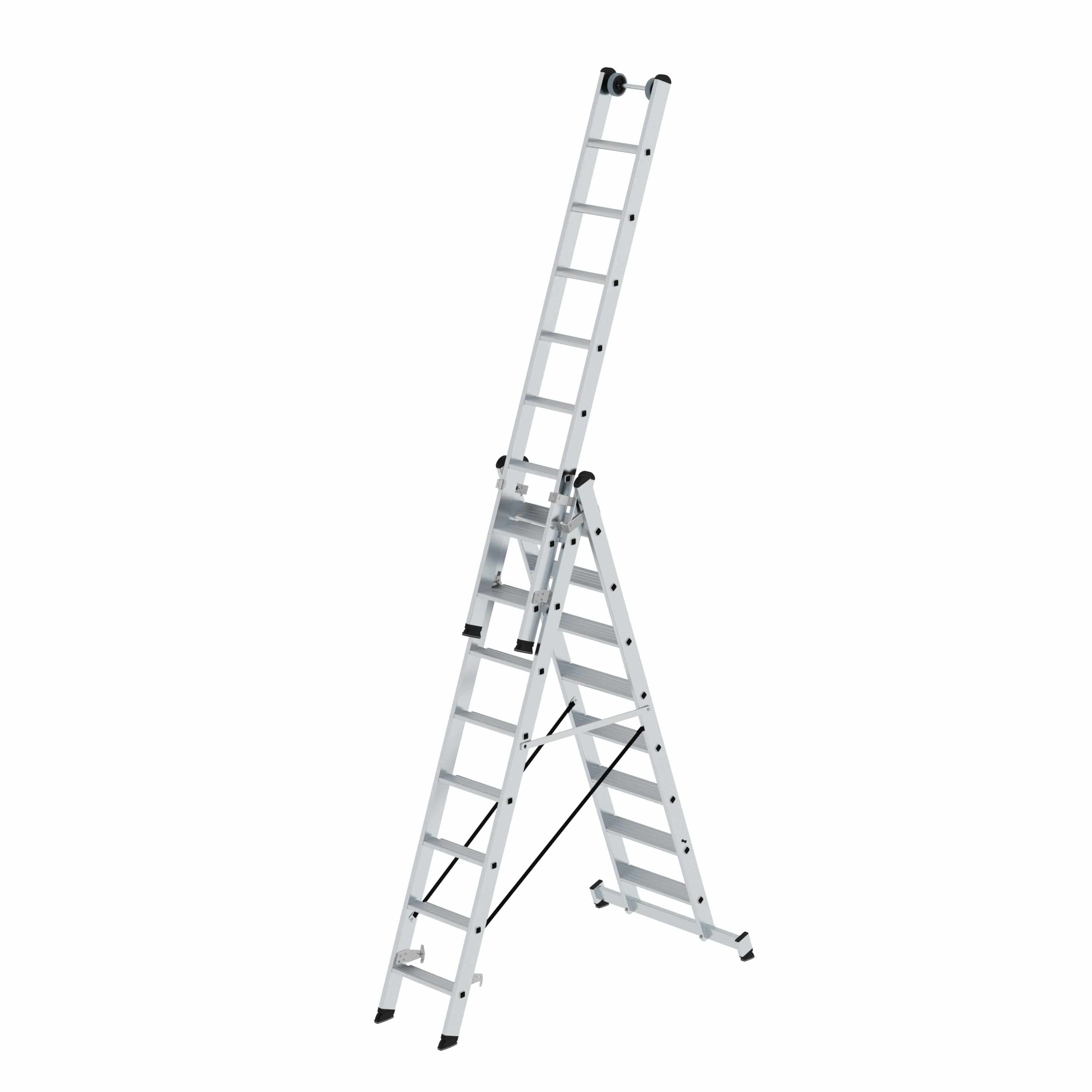 Munk Stufen-Mehrzweckleiter 3-teilig mit nivello®-Traverse 3x8 Stufen